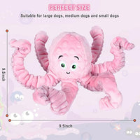 Dog Squeaky Toys Octopus - Tough Plush Large Medium & Small Dog Toys - Stuffed Animals Puppy Toys (Octopus Pink)