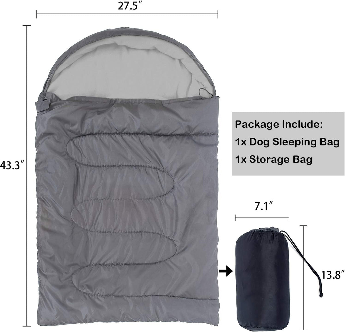 Dog Sleeping Bag Waterproof Warm Packable Dog Bed with Storage Bag - Grey - image 2