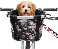 Bicycle Basket Dog Bike Handlebar Basket Front - Pink Flower