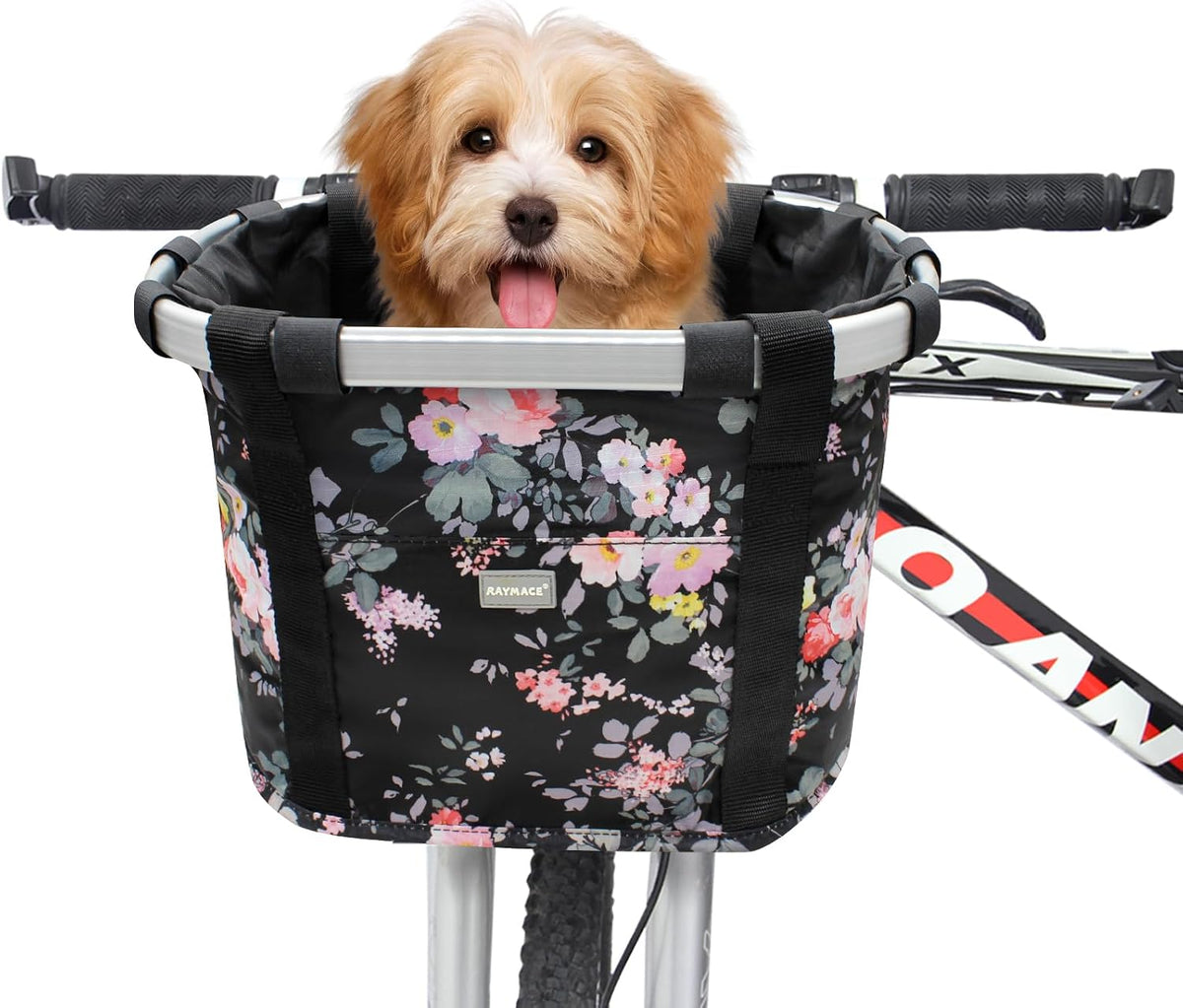 Bicycle Basket Dog Bike Handlebar Basket Front - Pink Flower