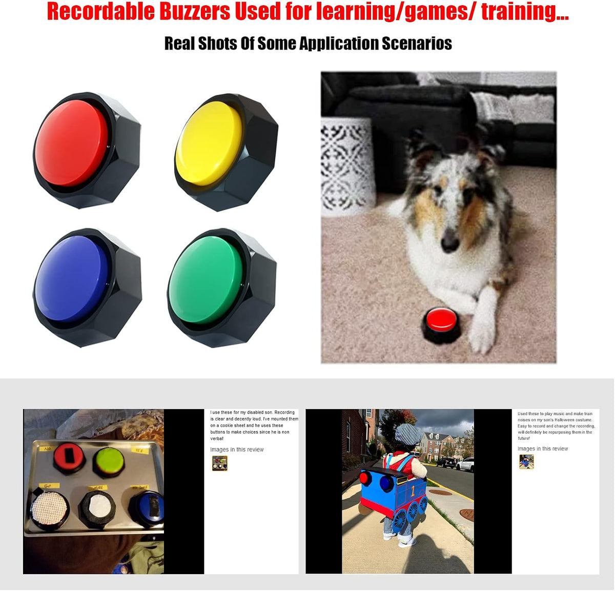 Recordable Buttons, Dog Buttons for Communication - 4 Color / 4 - image 3
