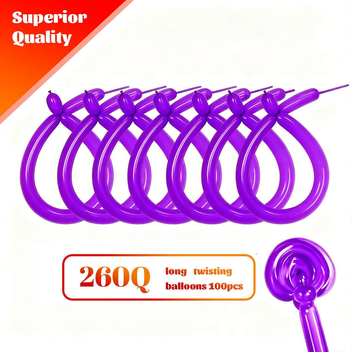 260 Clear Long Balloons for Animals - Purple - image 2