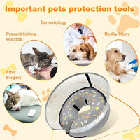 Dog Cone Collar with Enhanced Anti-Licking, Inflatable Dog Cone After Surgery, Adjustable Size with Soft Padding for Small Medium Large Dogs - M+
