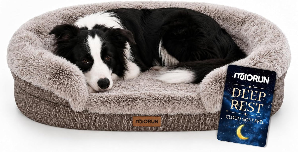 Miorun Fluffy Orthopedic Dog Beds Large Sized Dog - Sand / L-(40", UP to 70lbs)