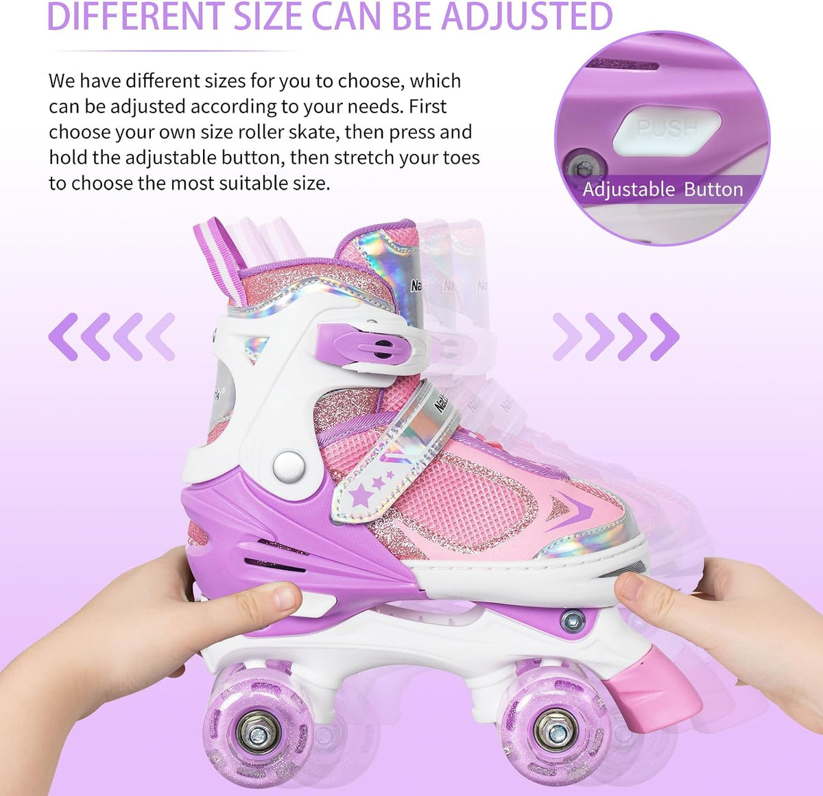 Kids Roller Skates for Boys - Dreamy Purple / Large(5-8) - image 4