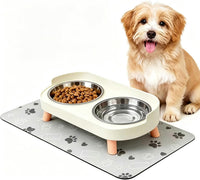 Elevated Dog Bowl, Raised Feeding Stand with Mat for Small Dogs Under – Essentials for Dogs - White / Small