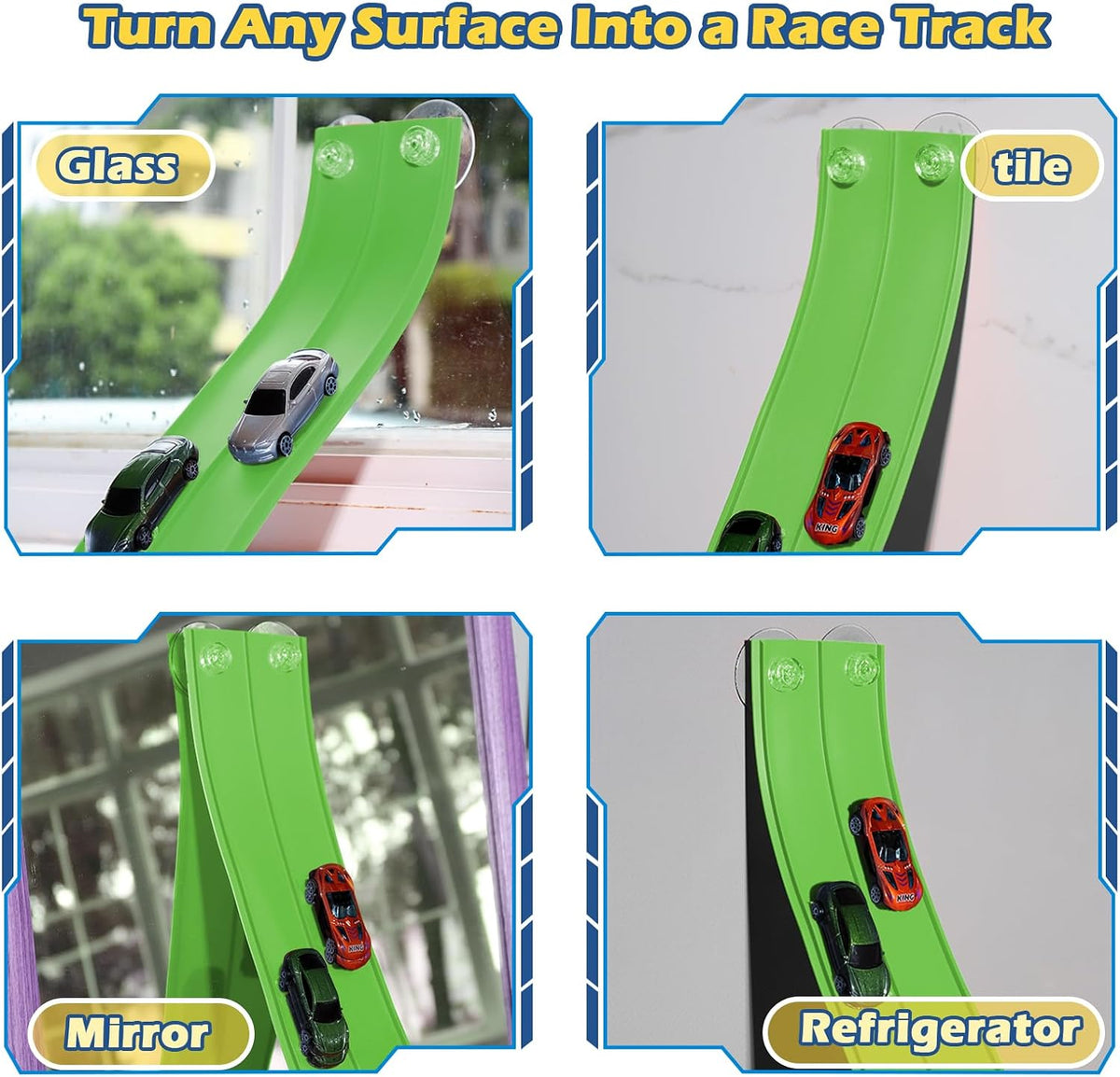 Flex Tracks 15 Ft Starter Set Flexible Race Track for Kids 3+ - Green - image 2