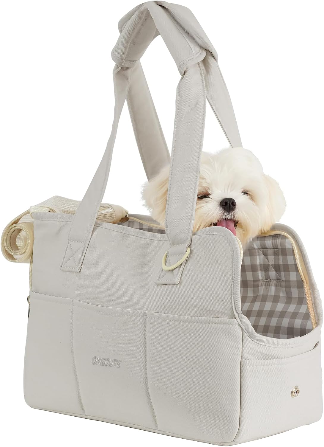 ONECUTE Dog Purse Carrier for Small Dogs Rabbit cat with Large Pockets - Grey / 13.6"L x 6.5"W x 10.0"H