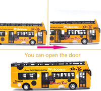Ailejia red open top double decker sightseeing bus toy with alloy body - view 5