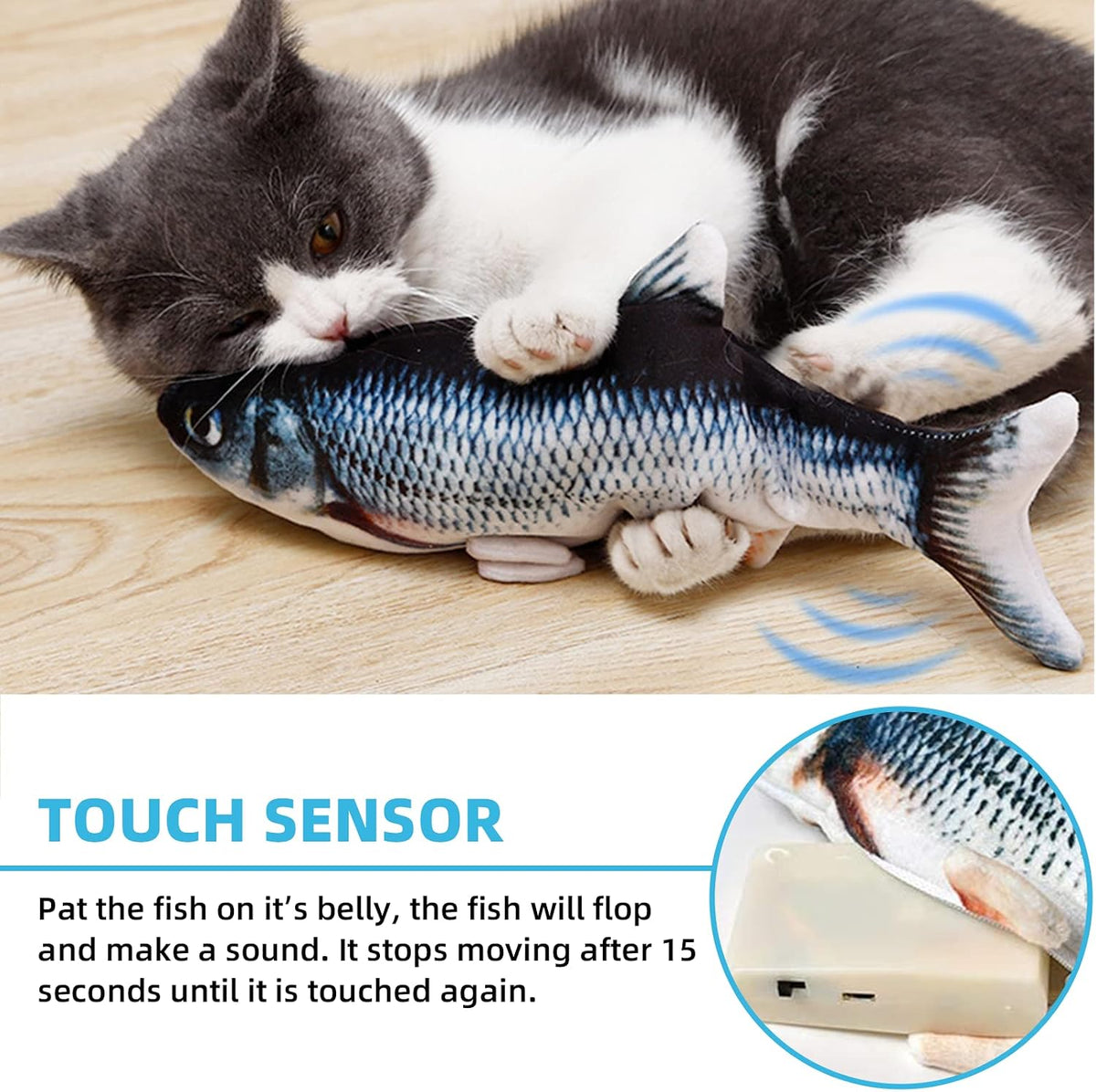 Tocirelo Cat Toys Flopping Fish with Catnip - Carp - image 2