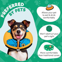 BENCMATE Inflatable Dog Cone Collar Alternative, Soft Dog Cone for Small Medium Large Dogs and Cats, Neck Recovery ECollar Donut Collar After Surgery (Medium+, Police Officer)