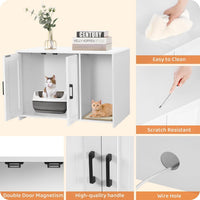 Cat Litter Box Enclosure, with Scratching Mat - White / 27.6"L x 18.2"W x 19.6"H - image 4