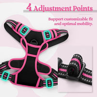 rabbitgoo Dog Harness No Pull with 2 Leash Clips, Adjustable Soft Padded, Reflective Oxford No Choke Pet Vest with Easy Control Handle for Large Dogs, Black & Hot Pink, M