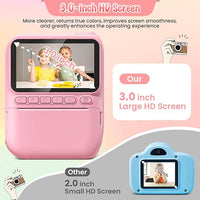 Instant Print Camera for Kids, 3.0" HD 32MP Kids Camera 1080P with 3 Rolls of Printer Paper, Birthday Gifts Toy for 3-12 Year Old Girls Boys with 32GB SD Card-Pink