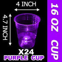 mishunyus 24-pack purple LED glow party cups, 16 oz plastic - view 27