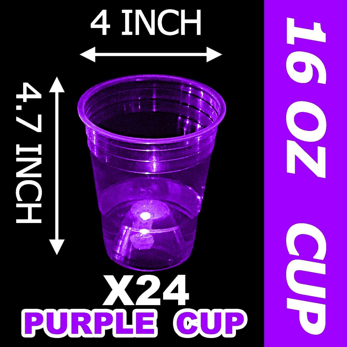 mishunyus 24-pack purple LED glow party cups, 16 oz plastic - view 27