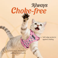 Cat Harness and Leash Set, Adjustable and Escape Proof - Pink Coneflower / M - image 2
