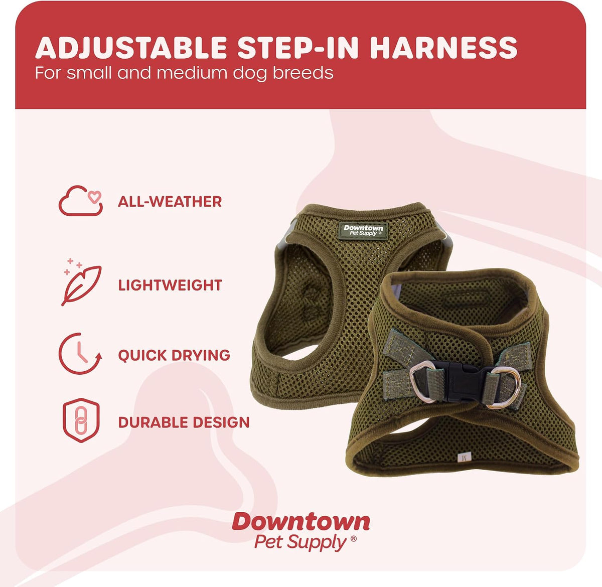 Downtown Pet Supply Step in Dog Harness for Teacup Dogs & Cats No Pull - XX-Small / Hunter Green - image 2
