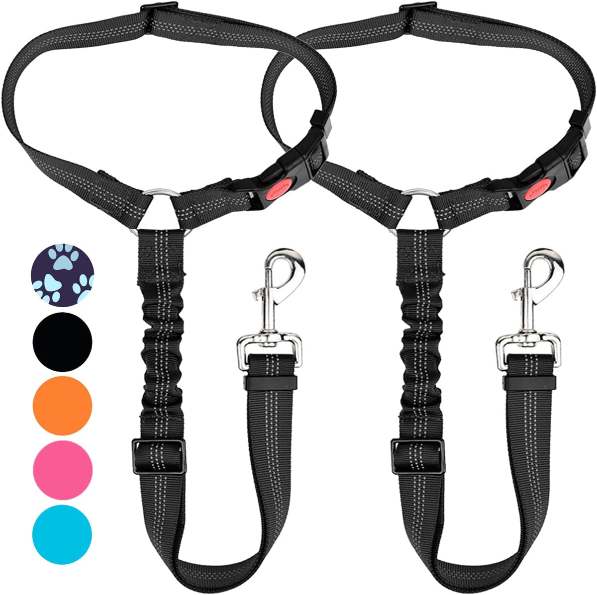 Lukovee Dog Car Seat Belt, Headrest Restraint, Headrest - Black / Headrest, 2 Pcs