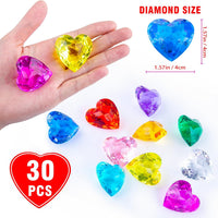 Niceup acrylic heart gems, 30 chunky 3D heart-shaped diamond gemstones for kids - view 27