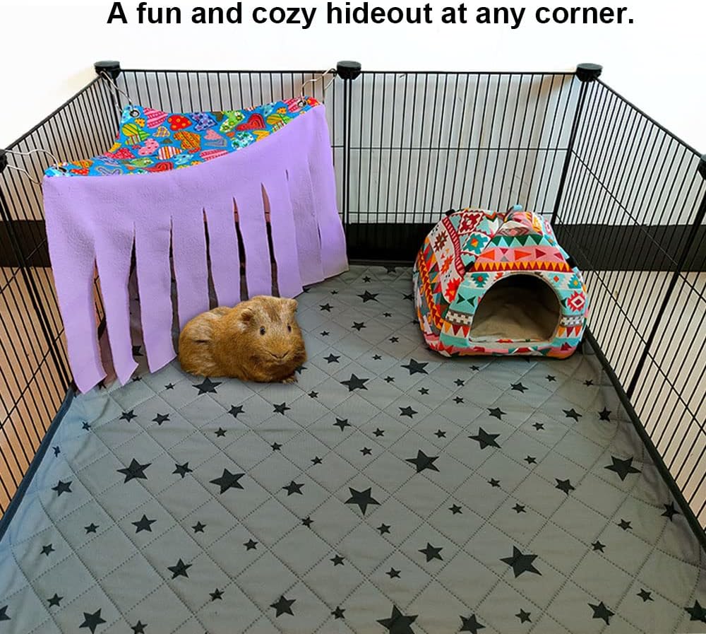 RIOUSSI Guinea Pig Hideout Hideaway Corner Fleece Toys Cage - Purple / Triangle - image 4