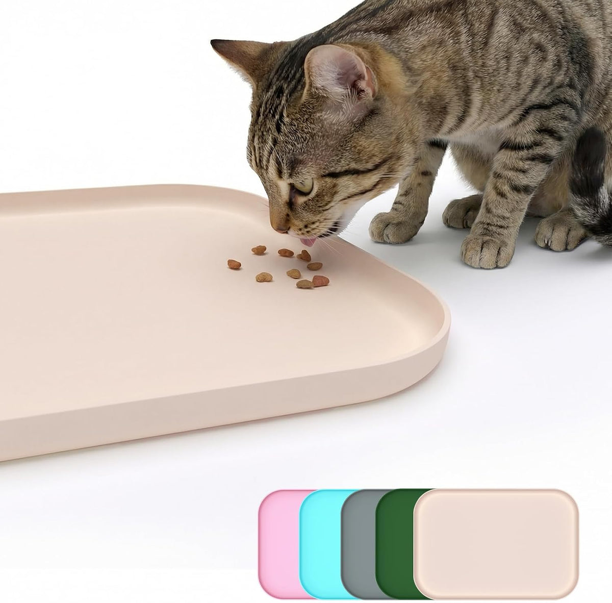 Non-Slip Silicone Dog Food Mat for Food and Water - 45 x 30 cm / Beige
