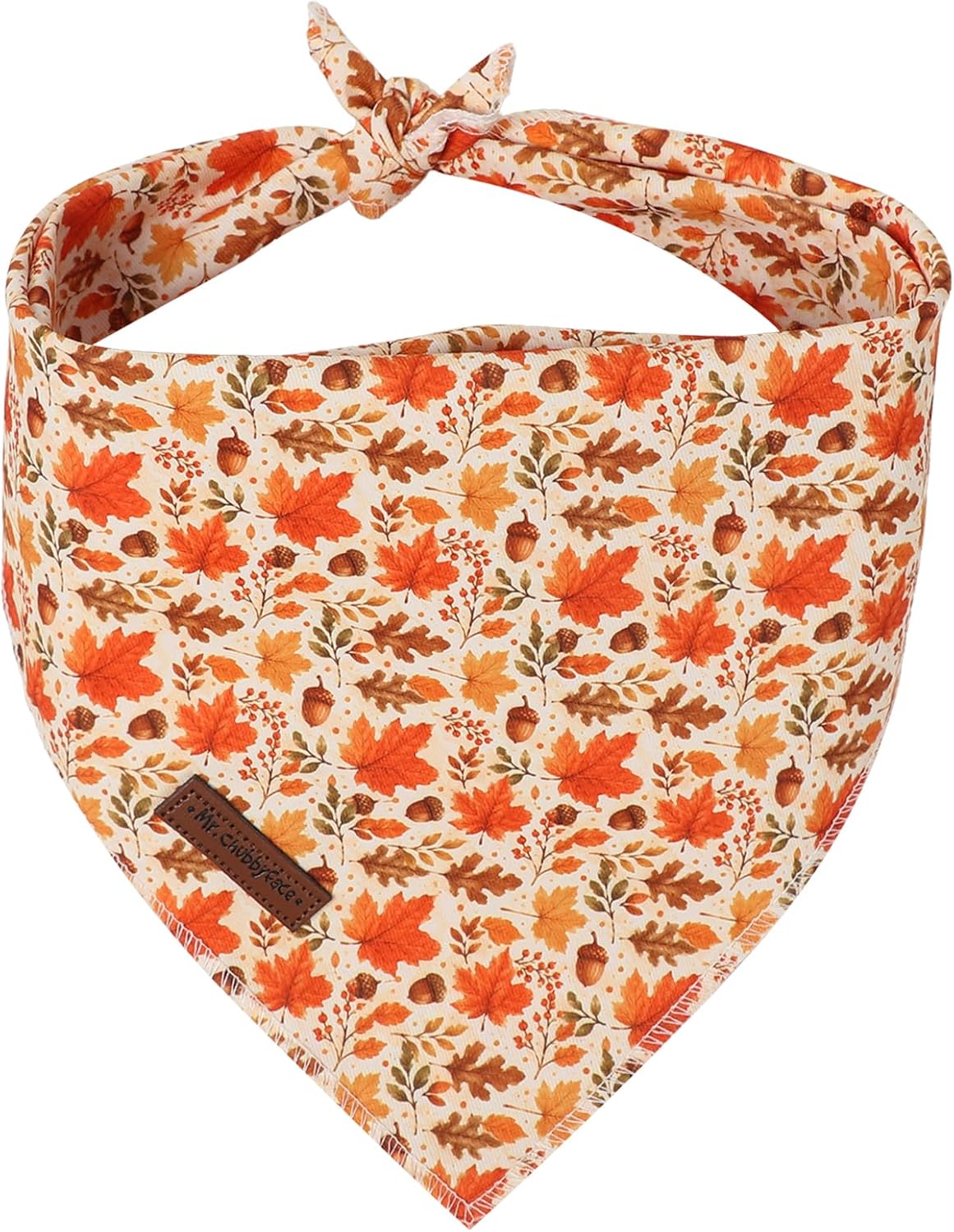 MR. CHUBBYFACE Fall Orange Plaid Dog Bandanas Reversible Triangle - C:Fall Acorns / L