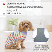 FUAMEY Recovery Suit for Dogs After Surgery,Soft Breathable Dog Bodysuit E-Collar & Cone Alternative Surgical Suit,Male Female Dog Neuter Spay Suits Anti Licking Wounds Onesie Purple Stripes XXL