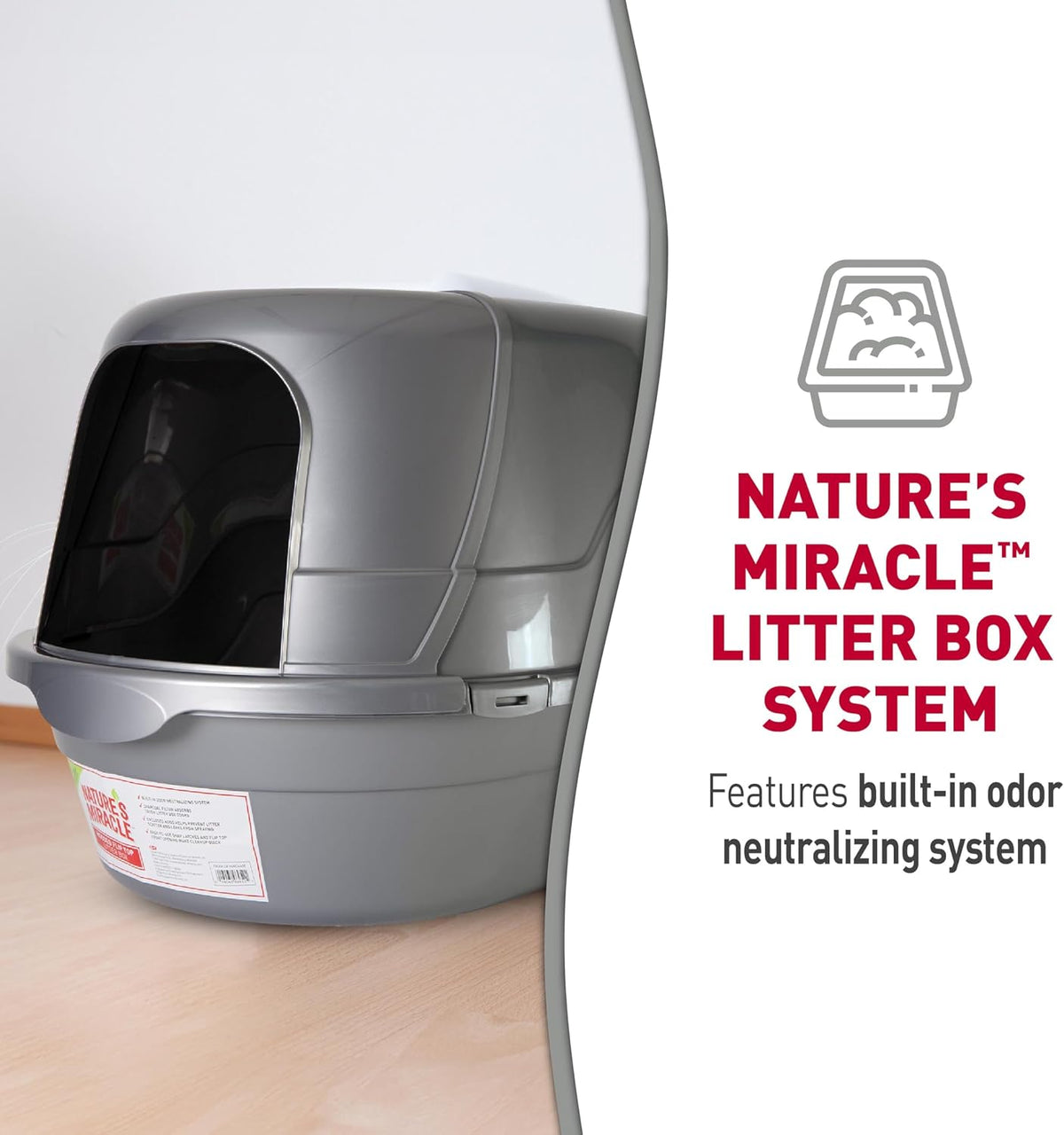 Nature's Miracle Hooded Flip Top Cat Litter Box with Charcoal Filter – Daily Care for Cats - image 3