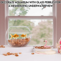 Glass Marbles, 0.97 LB Transparent and Smooth Flat Glass Beads for Vases, Mosaic Gem Pebbles for Aquarium Decor, Floral Arrangements, Mancala Stones, Vase Filler and Crafts, Pink