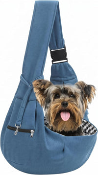 Adjustable Dog Sling Carrier with Pocket - Blue