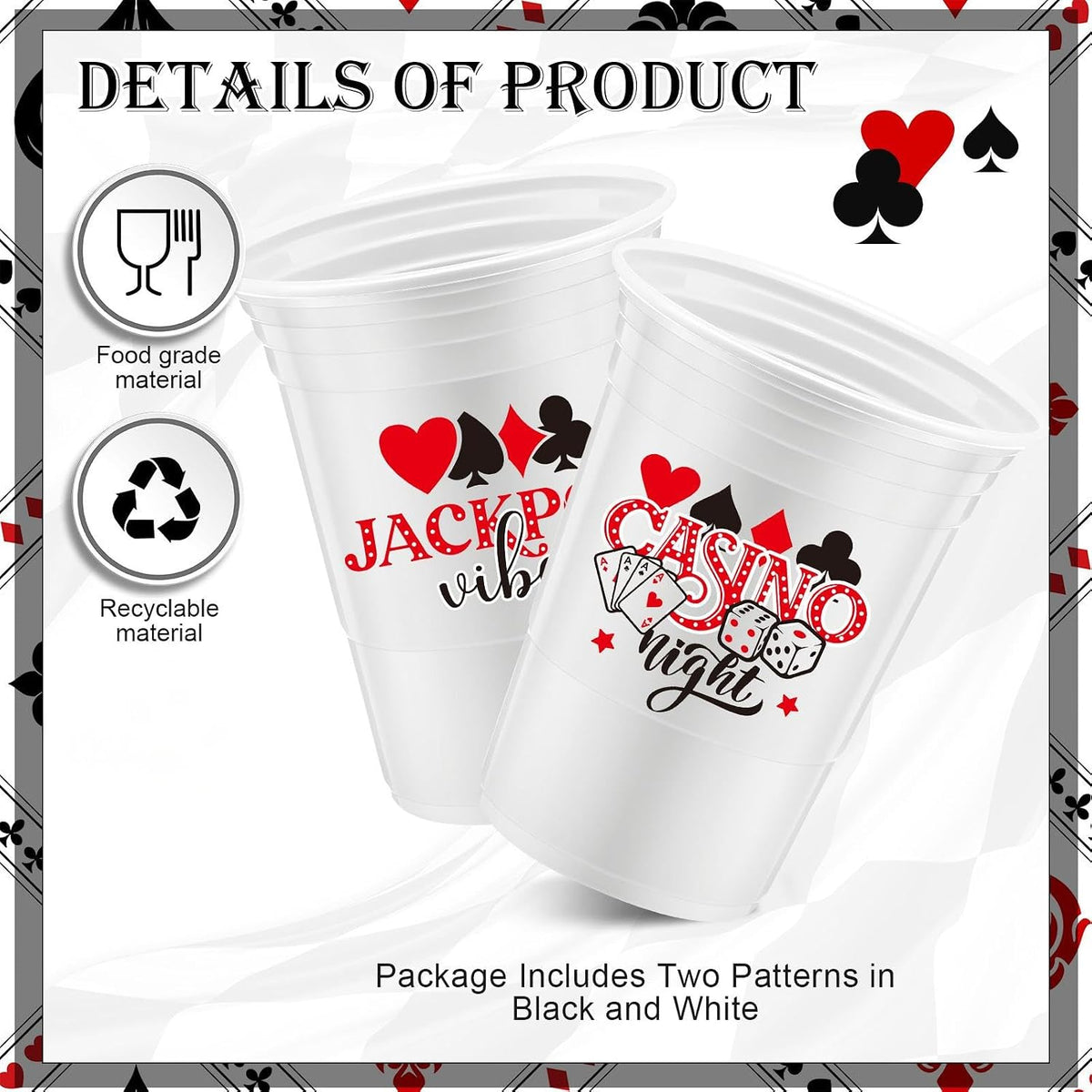 Norme 48 Pcs Checkered Flag Plastic Cups - Casino Night - image 2
