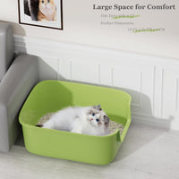 Vealind Large Cat Litter Box High Sided Entry Cat Litter Pan 50 x 40 - Green - image 3
