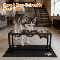 Elevated Dog Bowls, Metal Raised Dog Bowl Stand with 2 Thick 58oz Stainless Steel Food Bowls - Black-58oz x 3 / Height: 8.8-14" - image 3