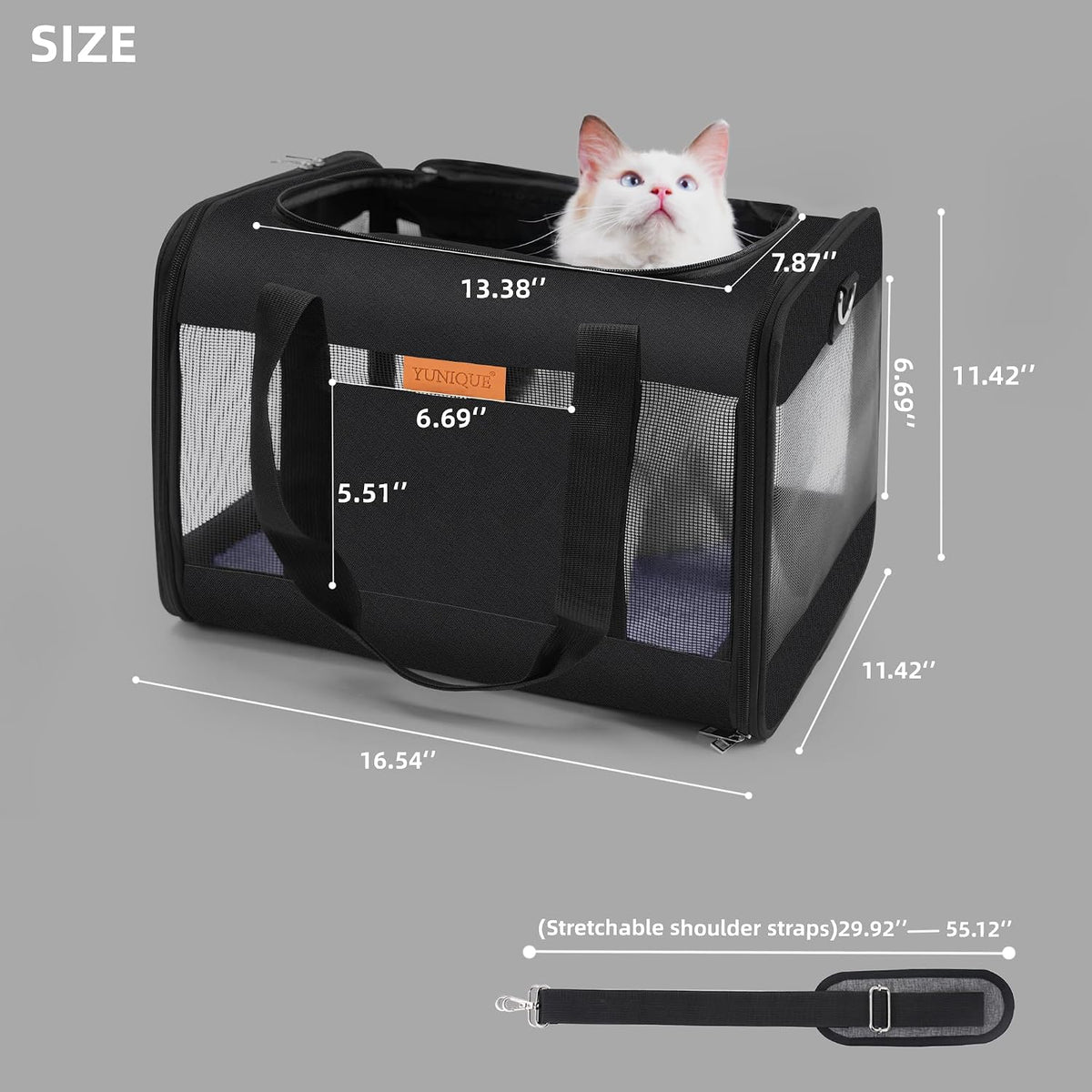 YUNIQUE Soft-Sided Cat & Dog Carrier for Pets Up to 15 Lbs - black - image 2