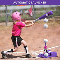 QDRAGON 2 in 1 T Ball Sets for kids Automatic Pitching Machine – Fun for Kids & Family - Pink - image 3
