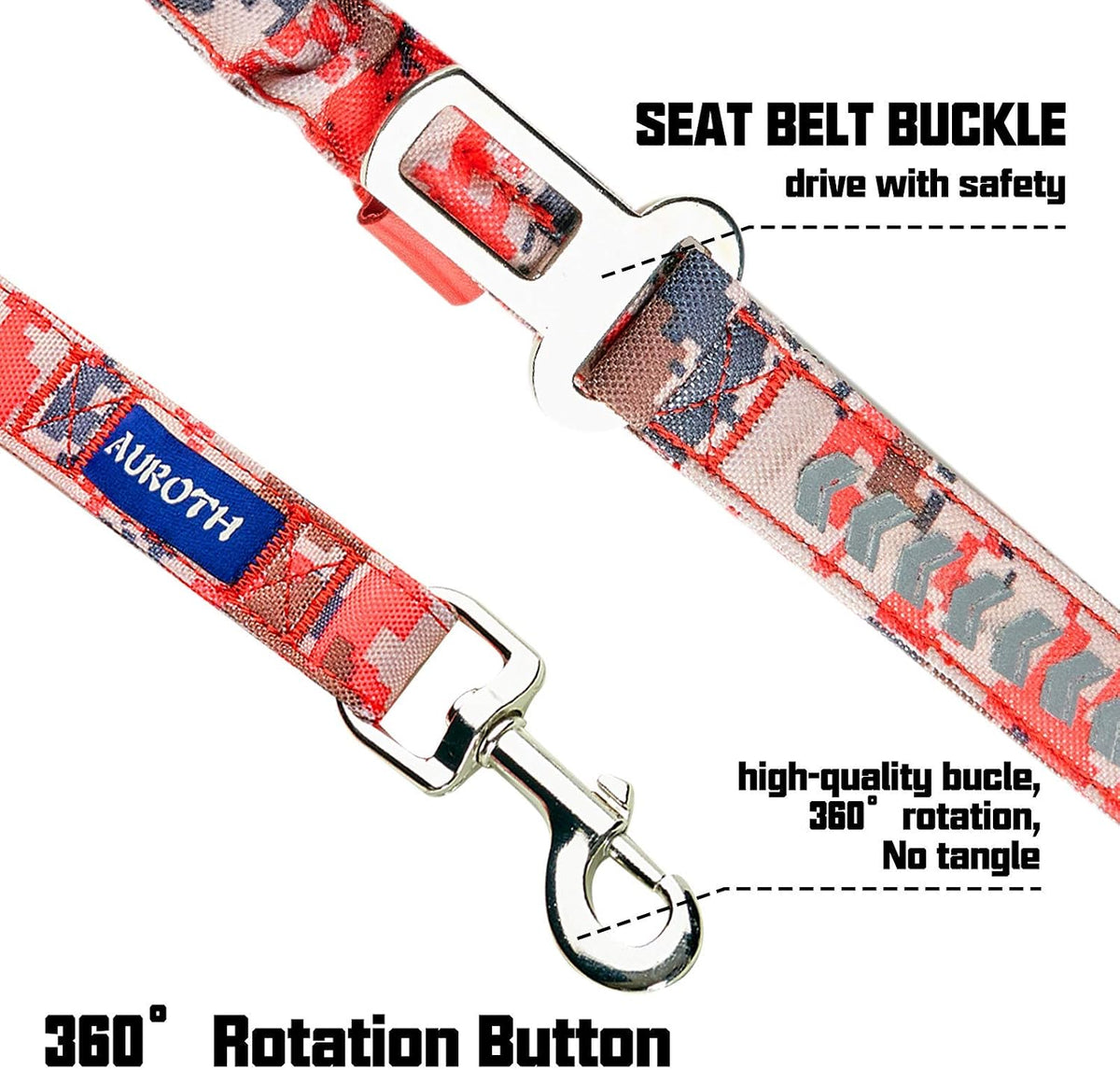 AUROTH Bungee Dog Leash for Large Dogs - Red Camo / MAX: 6 FT - image 2