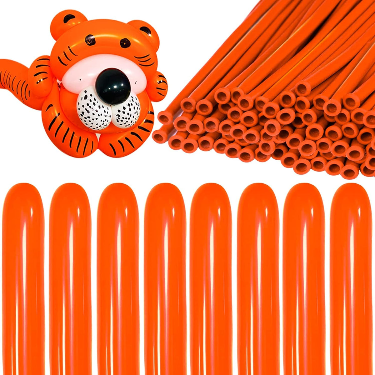 260 Clear Long Balloons for Animals - Orange