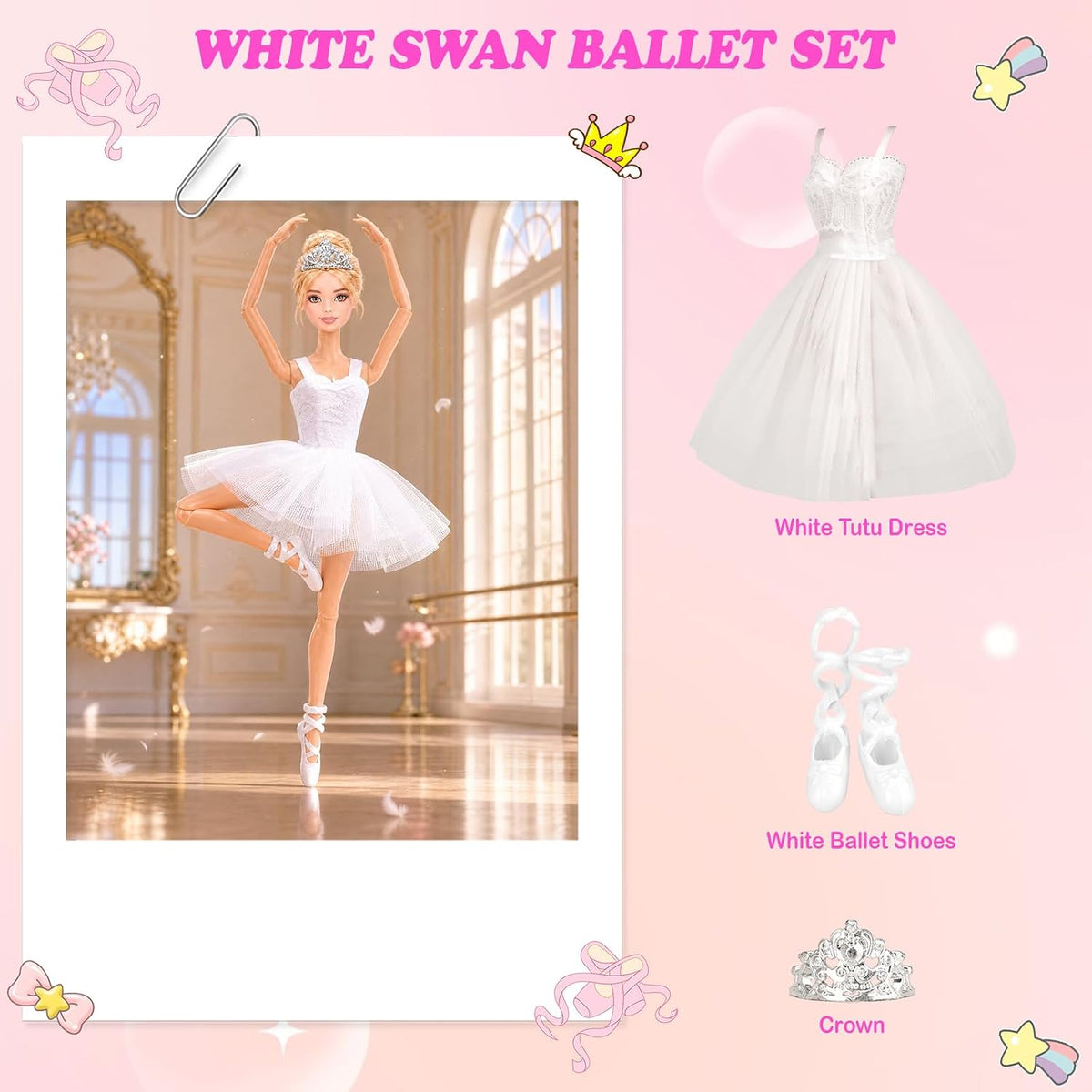 3 Sets Ballerina Doll Clothes Ballet Outfits Skirt for 11.5 inch Girl - image 4