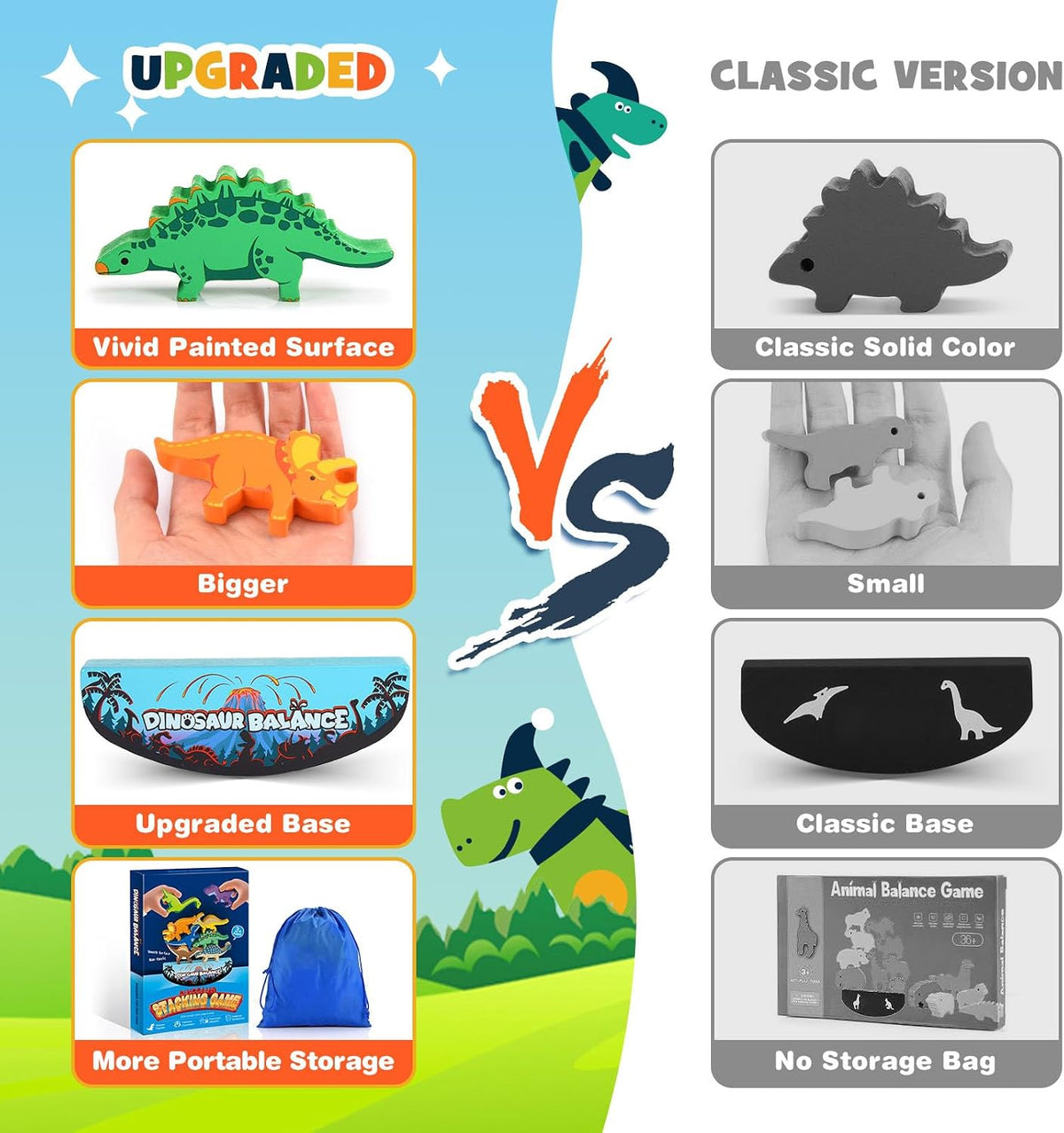 IPOURUP Dinosaur Toys for Kids 3-5: Wooden Stacking Montessori Toys - Dinosaur Blocks - image 4