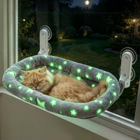 Glow in the Dark Cat Window Perch, Foldable Cordless Pet Hammock - 1PC Cushion Stars Bed - M