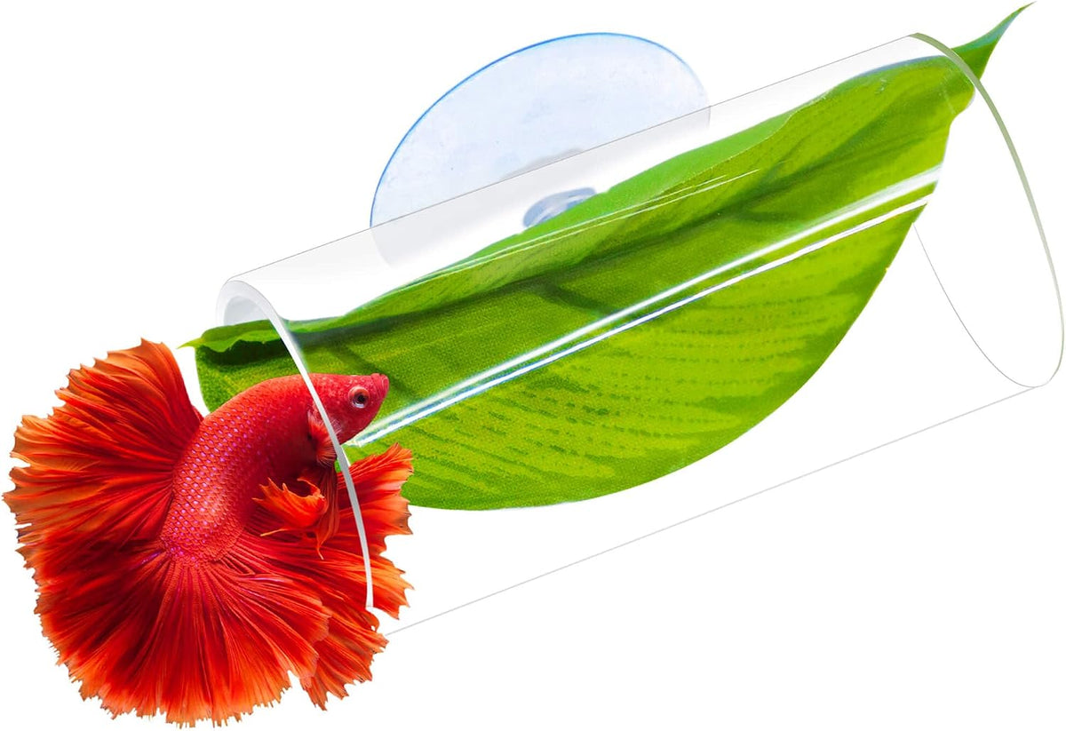 Small Acrylic Betta Hammock Tunnel, Betta Fish Tank Accessories – Essentials for Fish - S Size — 3.14" × 1.57" OD