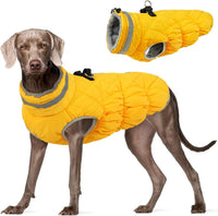 Dog Cold Weather Coats Reflective Dog Warm Jacket with Harness – Essentials for Dogs - Yellow / XXL(chest:35in)