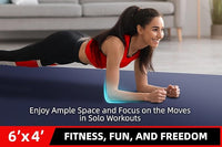 Large Exercise Mat for Home Workout,12‘x6’/10'x6'/9'x6'/8'x6'/7'x5'/6'x4' (7mm) Extra Thick Workout Mat, High-Density Gym Mat for Cardio, Jump Rope, MMA, Weights (Shoe-Friendly)