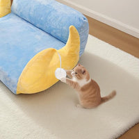 Cat Couch with Soft Pillow, Supportive Dog Couch, Cat Sofa with Removable Cover，Cute Moon Shaped, 24 Inch