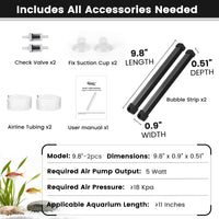 hygger Weighted Nano Mist Bubble Wall Bar - 9.8 Inch 2pcs - image 2