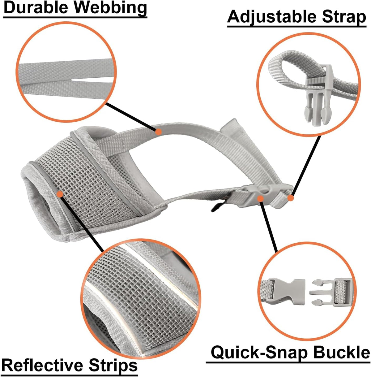 Dog Muzzle for Small Medium Large Dogs Soft Air Mesh Muzzles – Essentials for Dogs - Grey / XS (Snout 5¼"-6") - image 3