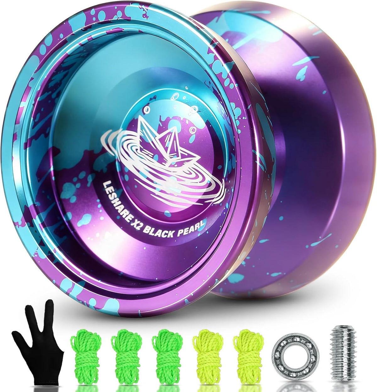 LESHARE X2 Dual-Mode Yoyo for Advanced Players & Teens Beginners – Fun for Kids & Family - Purple Blue
