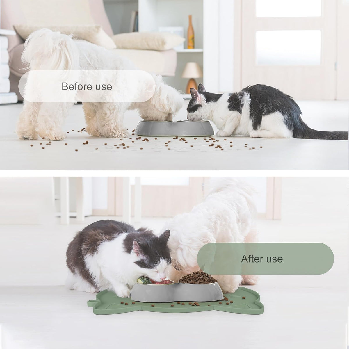 Coomazy Cat Food & Water Mat Thicker Non-Slip Silicone Mat - Avocado / 17.7''L x 10''W - image 4