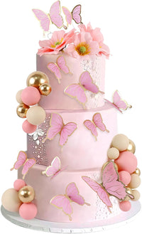 30Pcs 2D Waterproof Swallowtail Butterfly Cake Topper Transparent - Not Edible / Ball-1